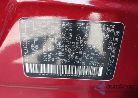 2025 Nissan Rogue Sv из США, поврежденный, VIN JN8BT3BA9SW341439